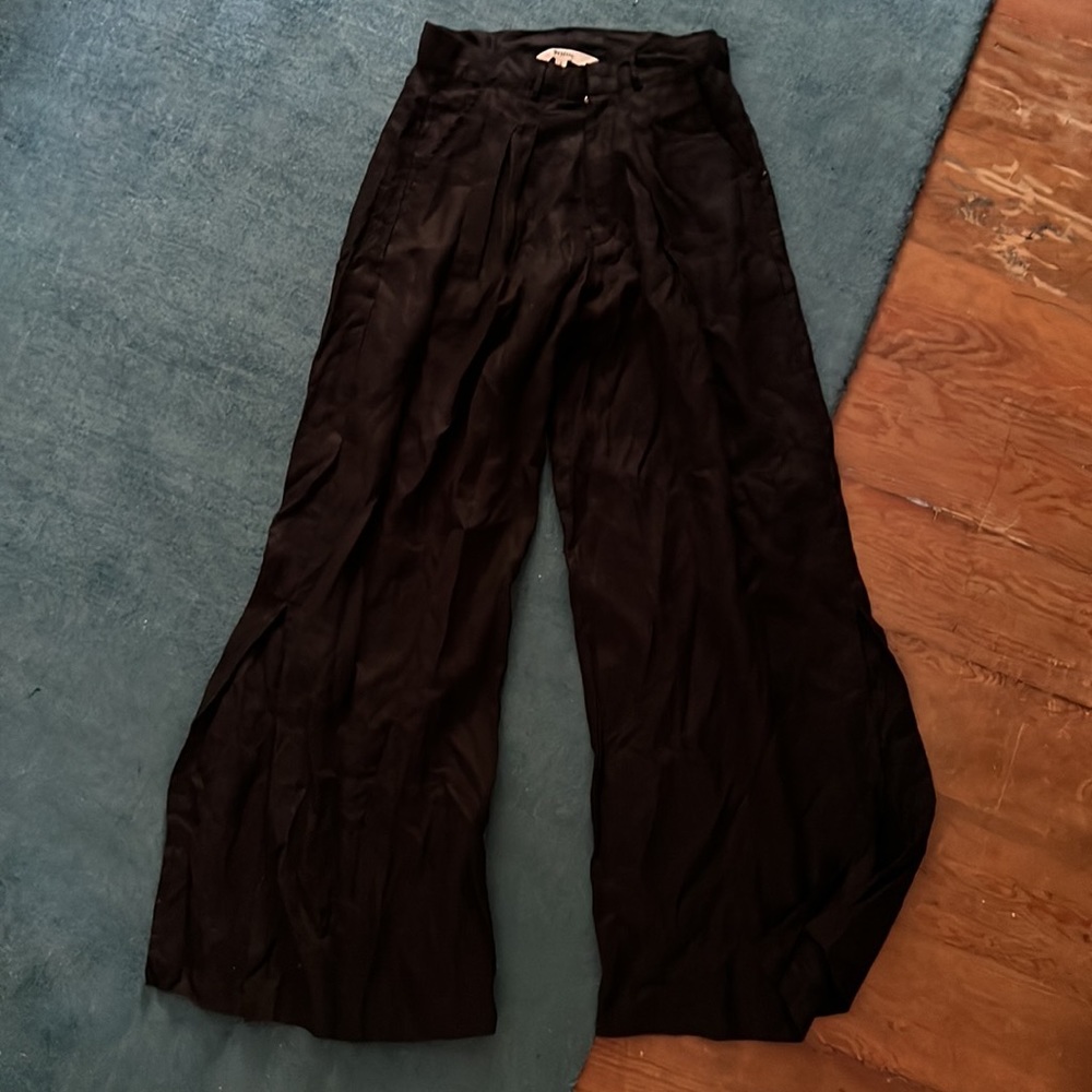 Black high rise linen trousers nwot